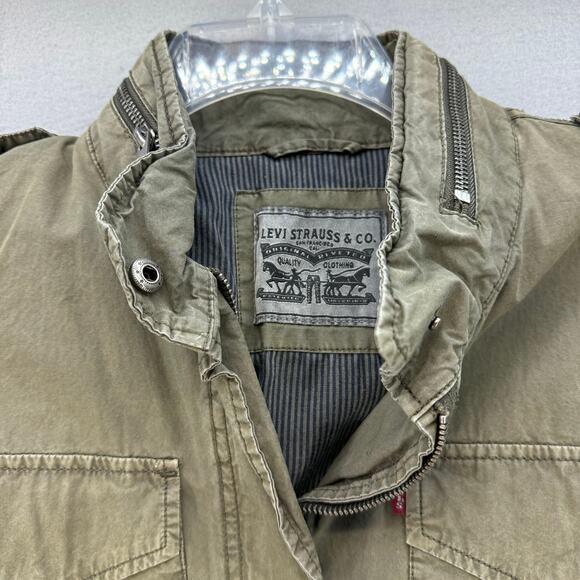 Levi Strauss & Co Jacket Women's M Olive Green Lightweight Stand Collar Military - Picture 9 of 12